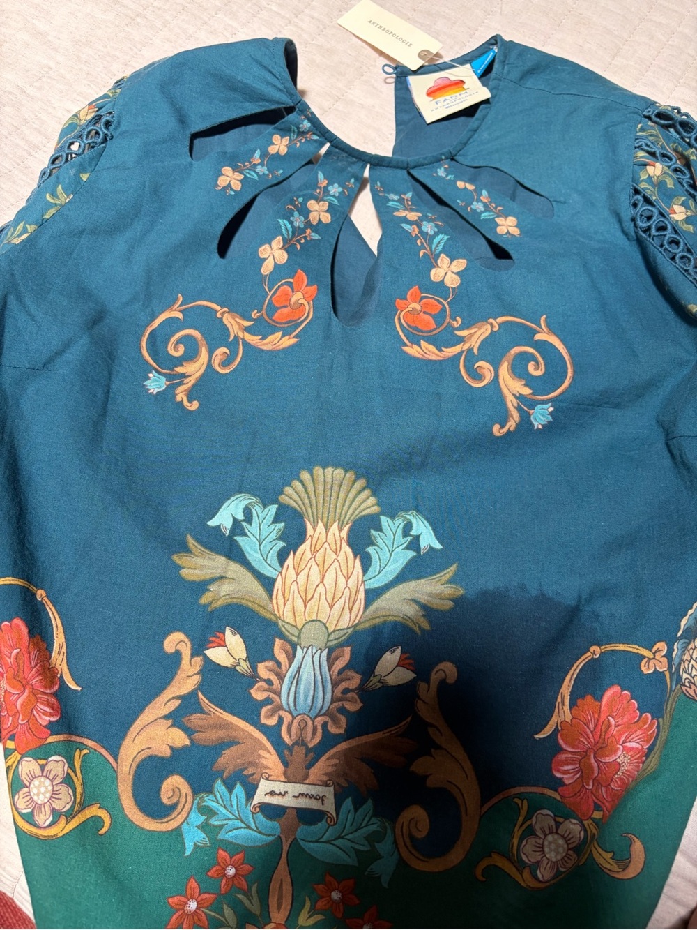 Farm rio anthropologie Floral Cutout Long-Sleeve Top - Picture 3 of 6